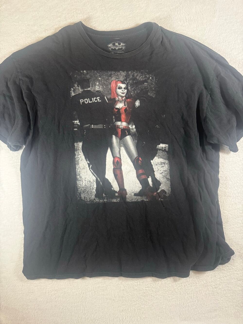 Batman Harley Quinn Arrested Police Graphic T-Shirt Men’s 3XL Black DC Comics